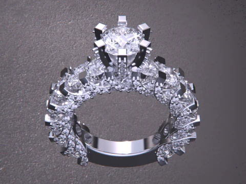 Solitaire Diamond Ring 3D Print Model
