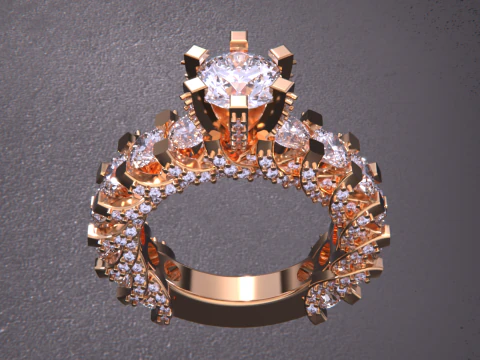 Solitaire Diamond Ring 3D Print Model