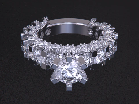 Solitaire Diamond Ring 3D Print Model