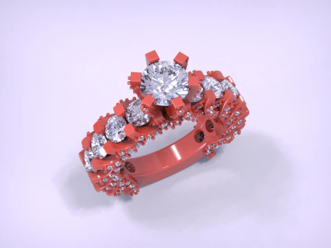 Solitaire Diamond Ring 3D Print Model