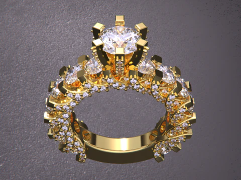 Solitaire Diamond Ring 3D Print Model