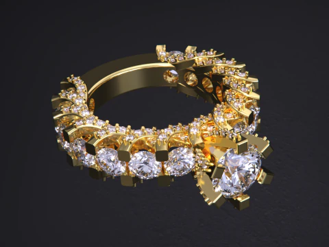 Solitaire Diamond Ring 3D Print Model