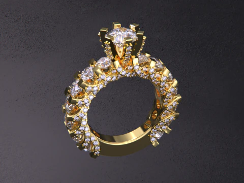 Solitaire Diamond Ring 3D Print Model