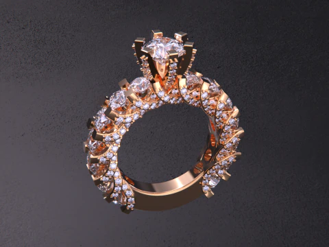 Solitaire Diamond Ring 3D Print Model