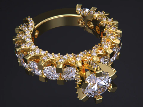 Solitaire Diamond Ring 3D Print Model