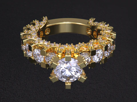 Solitaire Diamond Ring 3D Print Model