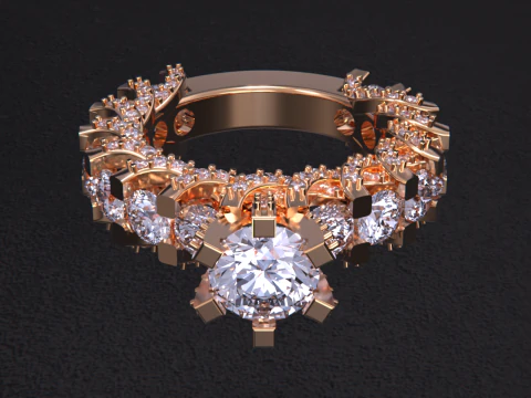 Solitaire Diamond Ring 3D Print Model