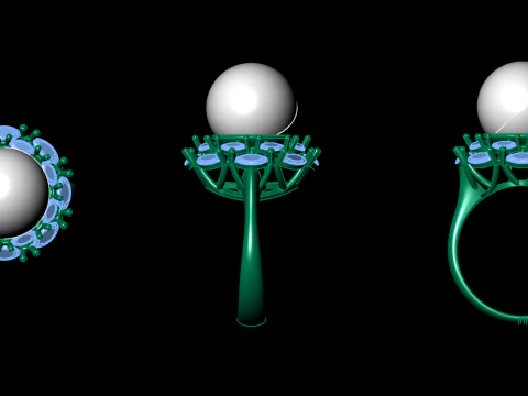 Pearl jewelry ring 3D Print Model