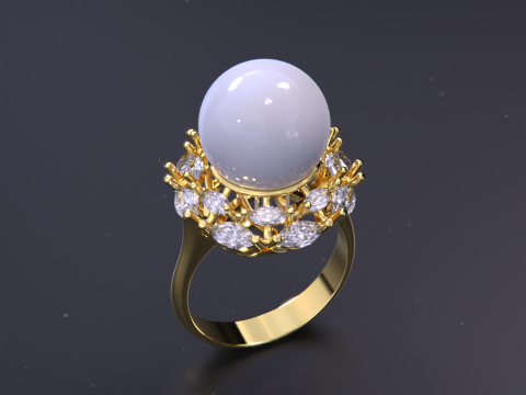 Pearl jewelry ring 3D Print Model