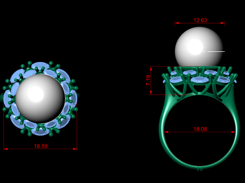 Pearl jewelry ring 3D Print Model