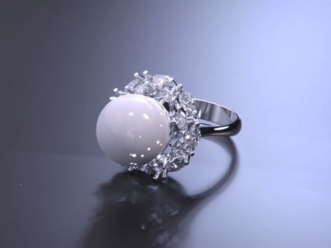 Pearl jewelry ring 3D Print Model