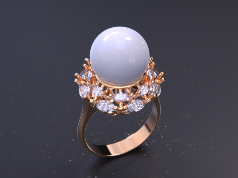 Pearl jewelry ring 3D Print Model