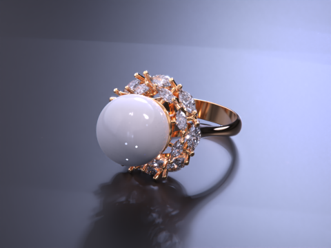 Pearl jewelry ring 3D Print Model