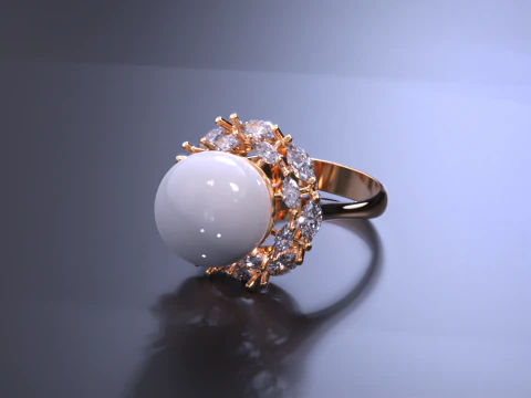 Pearl jewelry ring 3D Print Model