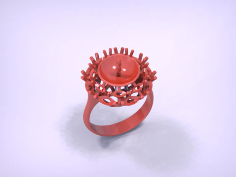 Pearl jewelry ring 3D Print Model