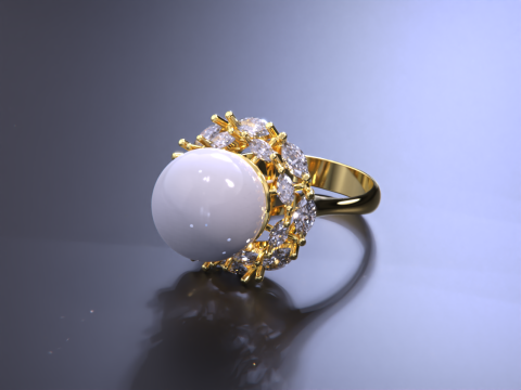 Pearl jewelry ring 3D Print Model