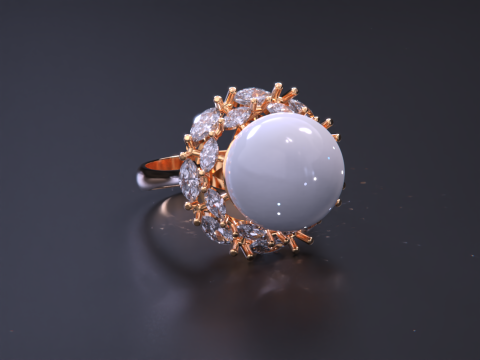Pearl jewelry ring 3D Print Model