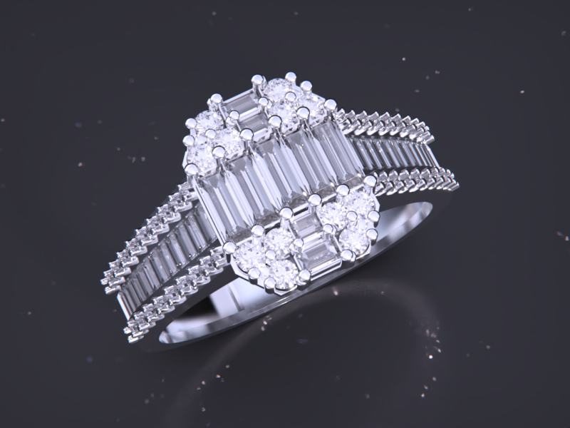 Emerald Cut Ring 3D-printmodel .c4d .max .obj .3ds .fbx .stl .blend 