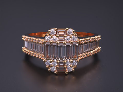 Emerald Cut Ring 3D-printmodel