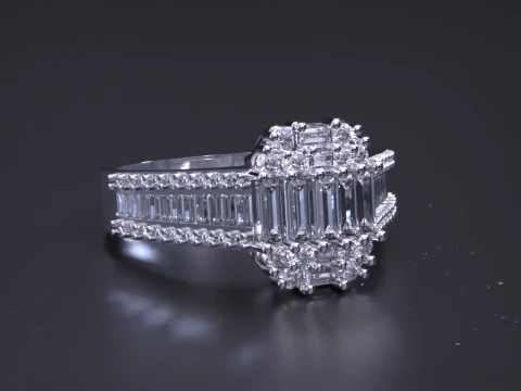 Emerald Cut Ring 3D Print Model