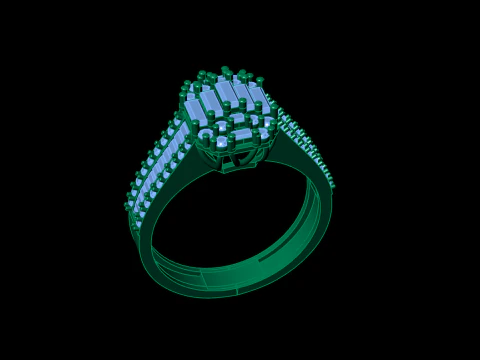 Emerald Cut Ring 3D Print Model