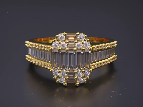 Emerald Cut Ring 3D Print Model