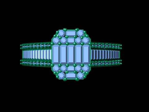 Emerald Cut Ring 3D Print Model