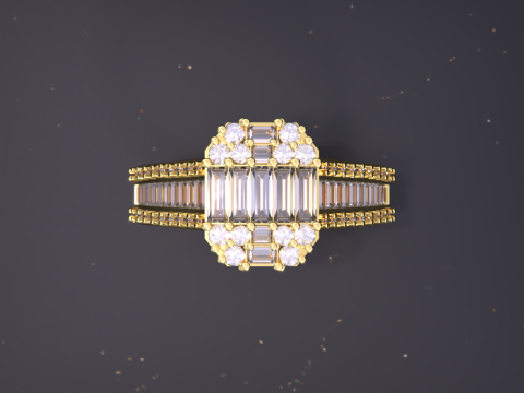 Emerald Cut Ring 3D-printmodel