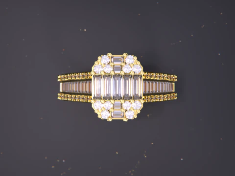 Emerald Cut Ring 3D Print Model