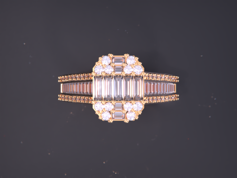 Emerald Cut Ring 3D-printmodel