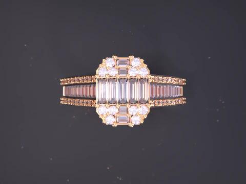 Emerald Cut Ring 3D Print Model