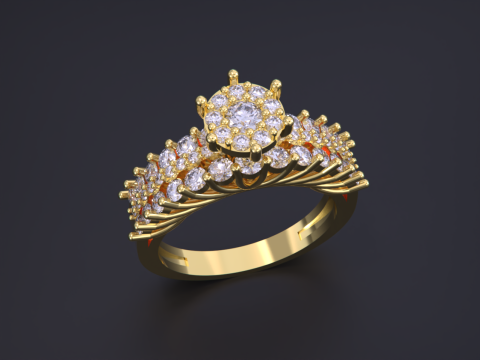 Solitaire Jewelry Ring 3D Print Model
