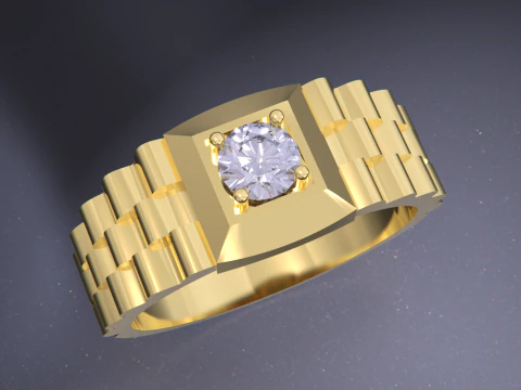 Mühür Yüzük Pırlanta Bağlantı Stili 3D Baskı Modeli