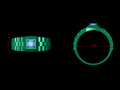 Signet Ring Diamond Link Style 3D Принт Модель