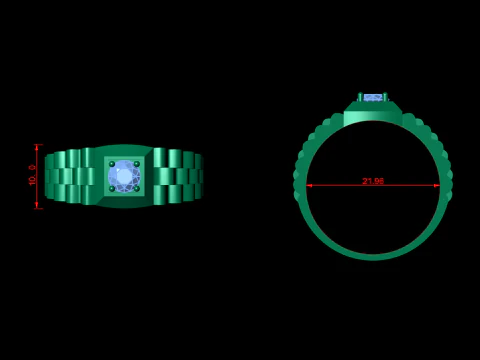 Signet Ring Diamond Link Style 3D Print Model