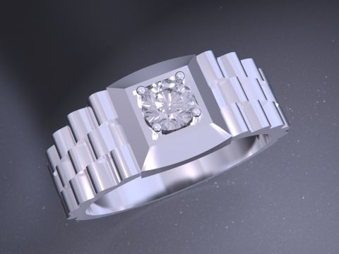 Signet Ring Diamond Link Style 3D Принт Модель