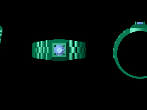 Signet Ring Diamond Link Style 3D Print Model