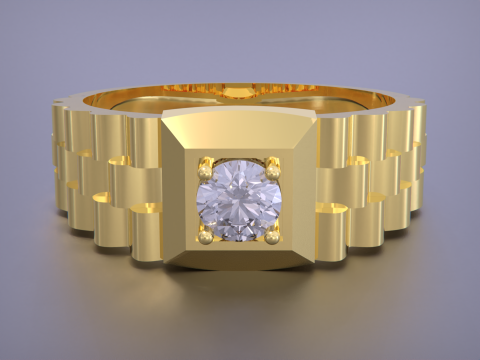 Signet Ring Diamond Link Style 3D Принт Модель