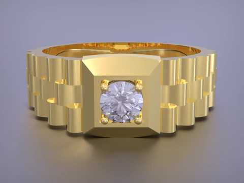 Signet Ring Diamond Link Style 3D Print Model