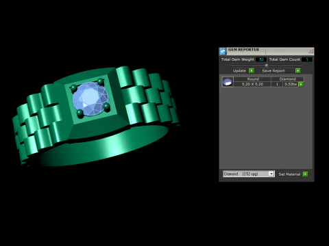 Signet Ring Diamond Link Style 3D Print Model