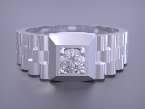 Signet Ring Diamond Link Style 3D Принт Модель