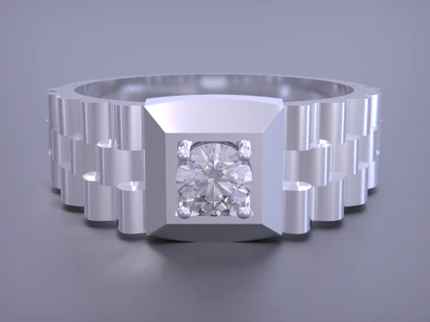 Signet Ring Diamond Link Style 3D Print Model