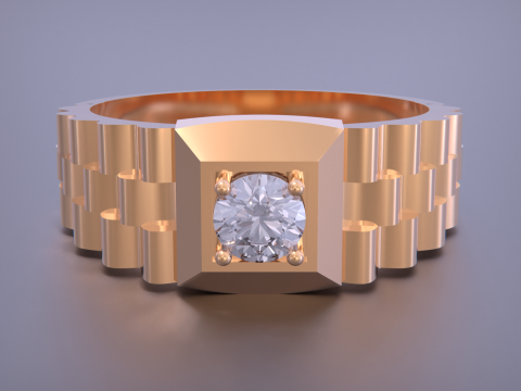 Signet Ring Diamond Link Style 3D Принт Модель