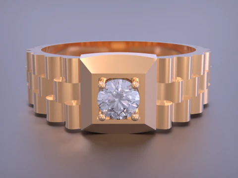 Signet Ring Diamond Link Style 3D Print Model