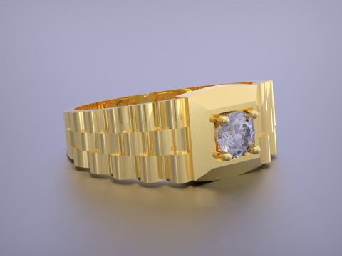 Signet Ring Diamond Link Style 3D Принт Модель