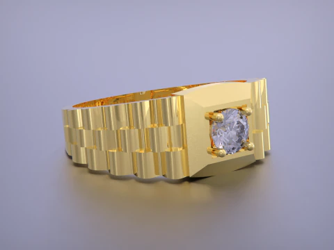Signet Ring Diamond Link Style 3D Print Model