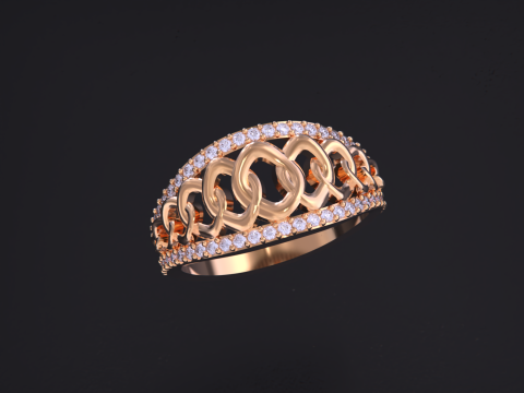 Cuban Chain Jewelry Ring 3D Print Model