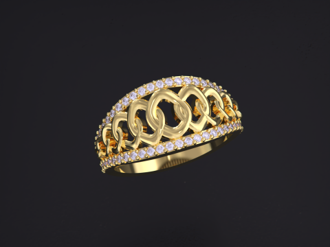 Cuban Chain Jewelry Ring Modèles 3D en vedette
