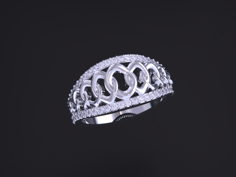 Cuban Chain Jewelry Ring Modèles 3D en vedette