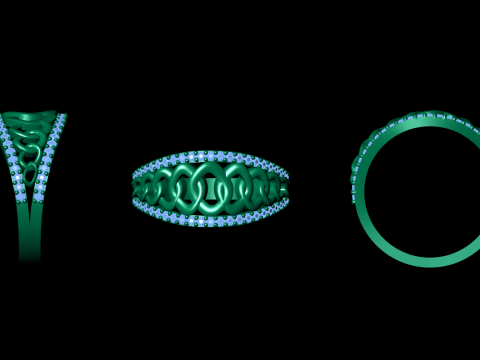 Cuban Chain Jewelry Ring Modèles 3D en vedette